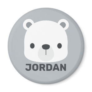 Cute Little Polar Bear with Personalized Name Magnet