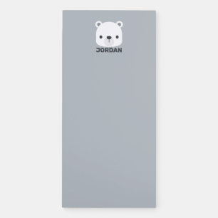 Cute Little Polar Bear with Personalized Name Magnetic Notepad