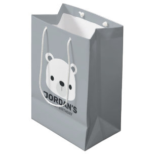 Cute Little Polar Bear with Personalized Name Medium Gift Bag