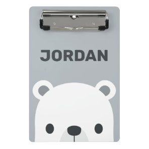Cute Little Polar Bear with Personalized Name Mini Clipboard