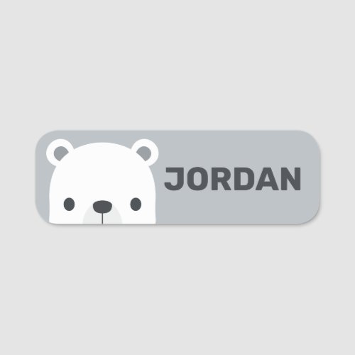 Cute Little Polar Bear with Personalized Name Name Tag