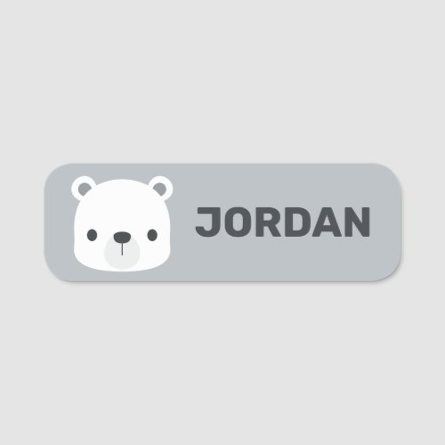 Cute Little Polar Bear with Personalized Name Name Tag