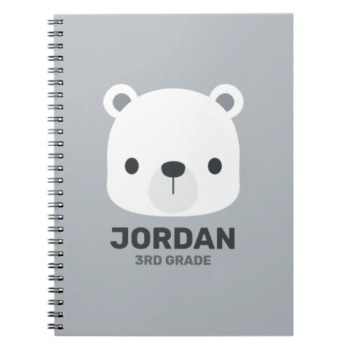 Cute Little Polar Bear with Personalized Name Notebook