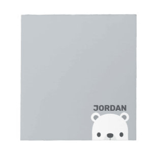 Cute Little Polar Bear with Personalized Name Notepad