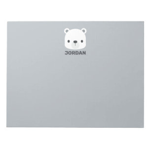 Cute Little Polar Bear with Personalized Name Notepad