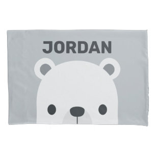 Cute Little Polar Bear with Personalized Name  Pillow Case