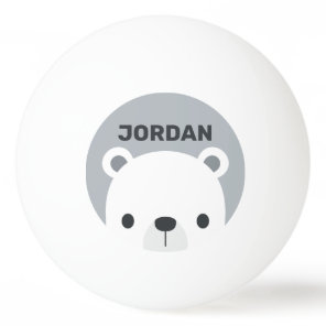Cute Little Polar Bear with Personalized Name Ping Pong Ball