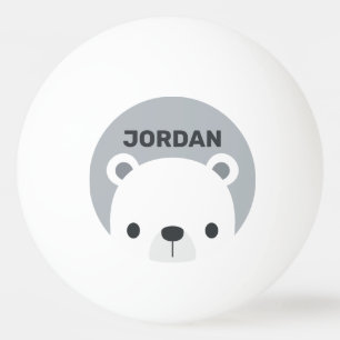 Cute Little Polar Bear with Personalized Name Ping Pong Ball