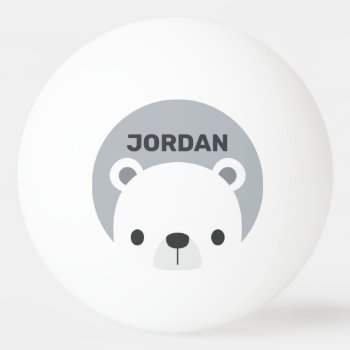 Cute Little Polar Bear With Personalized Name Ping Pong Ball by chingchingstudio at Zazzle