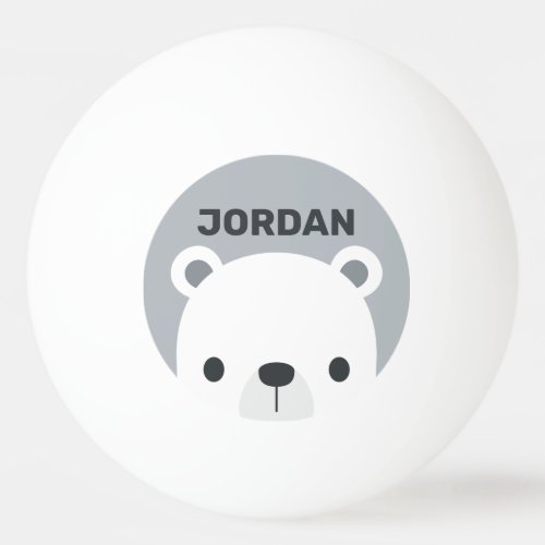 Cute Little Polar Bear with Personalized Name Ping Pong Ball