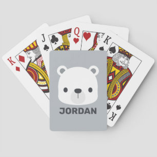 Cute Little Polar Bear with Personalized Name Poker Cards