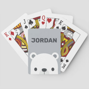 Cute Little Polar Bear with Personalized Name Poker Cards