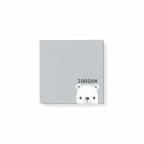 Cute Little Polar Bear with Personalized Name Post-it Notes