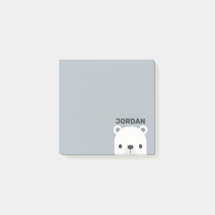 Cute Little Polar Bear with Personalized Name Post-it Notes