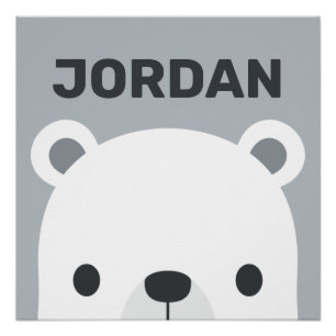 Cute Little Polar Bear with Personalized Name Post Poster