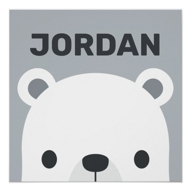 Cute Little Polar Bear with Personalized Name Post Poster (Front)