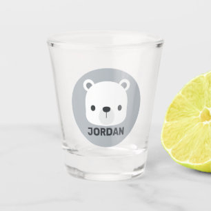 Cute Little Polar Bear with Personalized Name Shot Glass