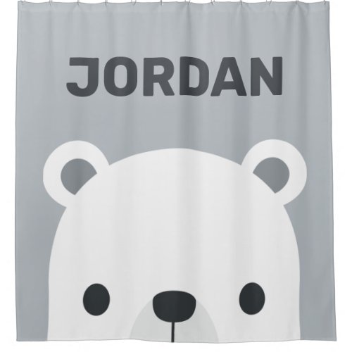 Cute Little Polar Bear with Personalized Name  Shower Curtain