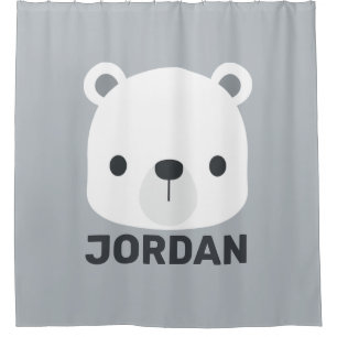 Cute Little Polar Bear with Personalized Name Shower Curtain
