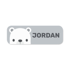 Cute Little Polar Bear with Personalized Name Tag