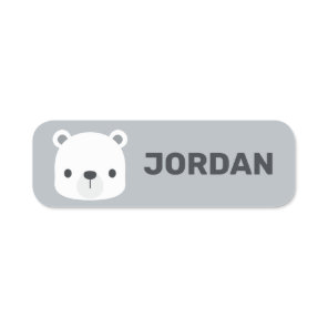 Cute Little Polar Bear with Personalized Name Tag