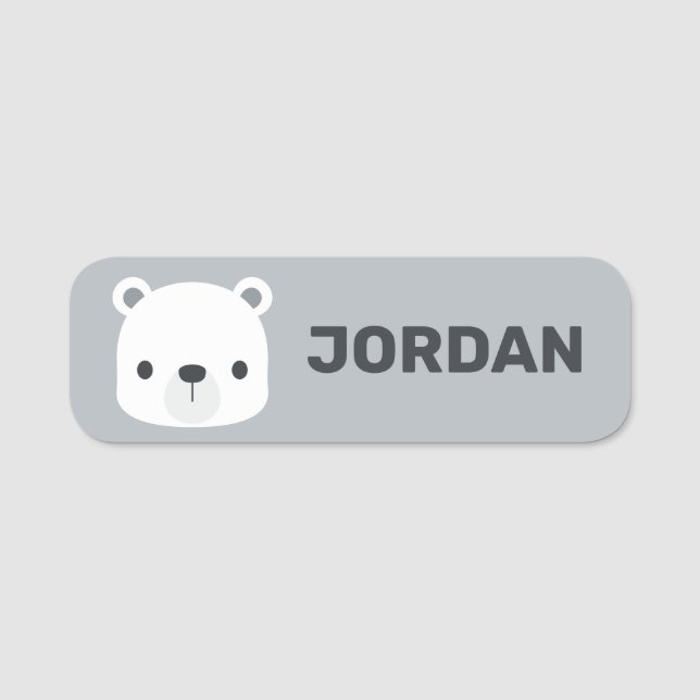 Cute Little Polar Bear with Personalized Name Tag (Front)