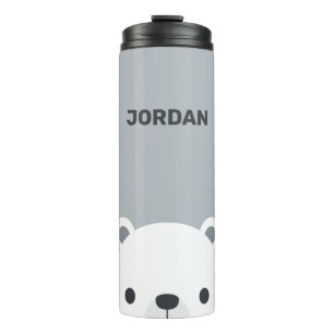 Cute Little Polar Bear with Personalized Name Thermal Tumbler