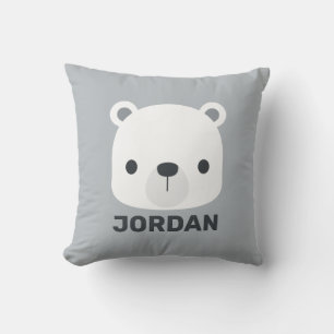 Cute Little Polar Bear with Personalized Name Throw Pillow