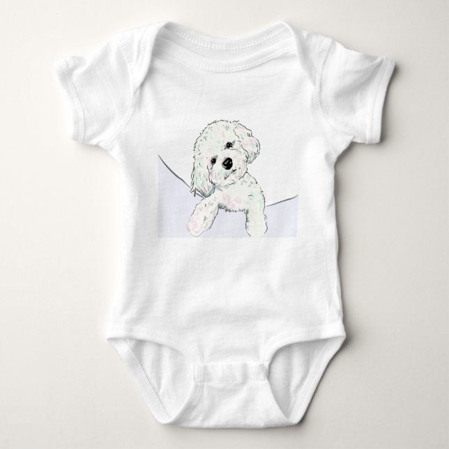 Cute little poodle in a pocket baby bodysuit (Front)
