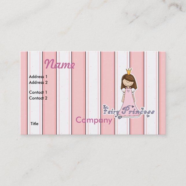 Cute Little Pretty Fairy Princess Business Card (Front)