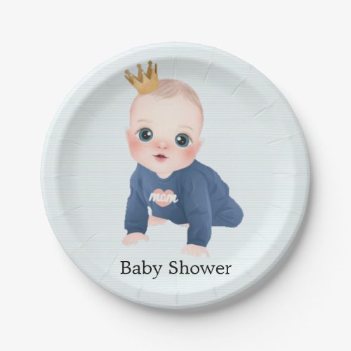 Cute Little Prince Baby Boy Shower  Paper Plates