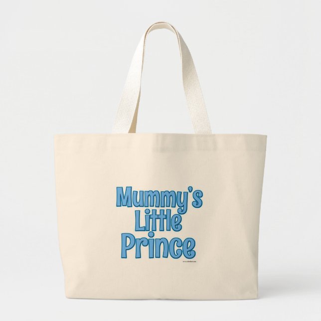 Cute Little Prince Baby  Mommy Slogan Design Large Tote Bag (Front)