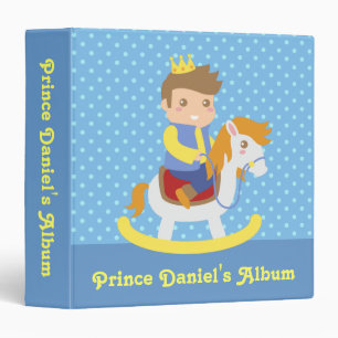 Cute Little Prince, Blue Polka Dots, Photo Album Binder