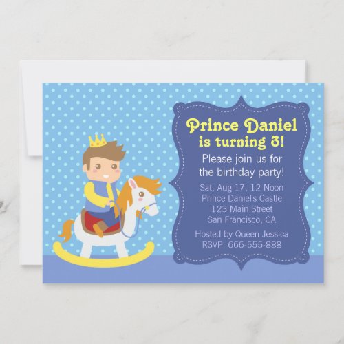 Cute Little Prince Wooden Horse Boy Birthday Invitation