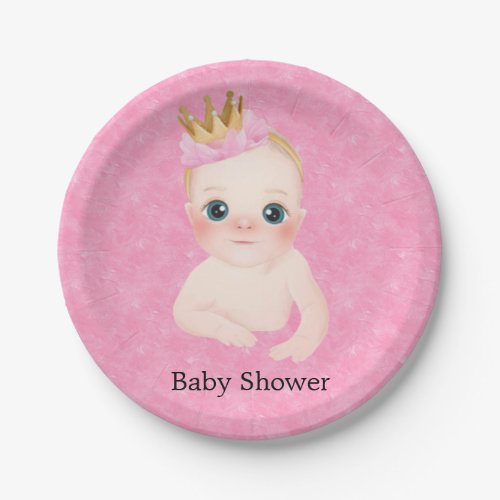Cute Little Princess Baby Girl Shower  Paper Plate