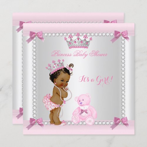 Cute Little Princess Baby Shower Girl Ethnic Invitation