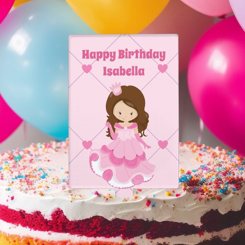 Cute Little Princess Custom Pink Birthday Party Cake Topper