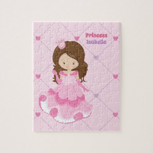 Cute Little Princess Girl Custom Pink Jigsaw Puzzle