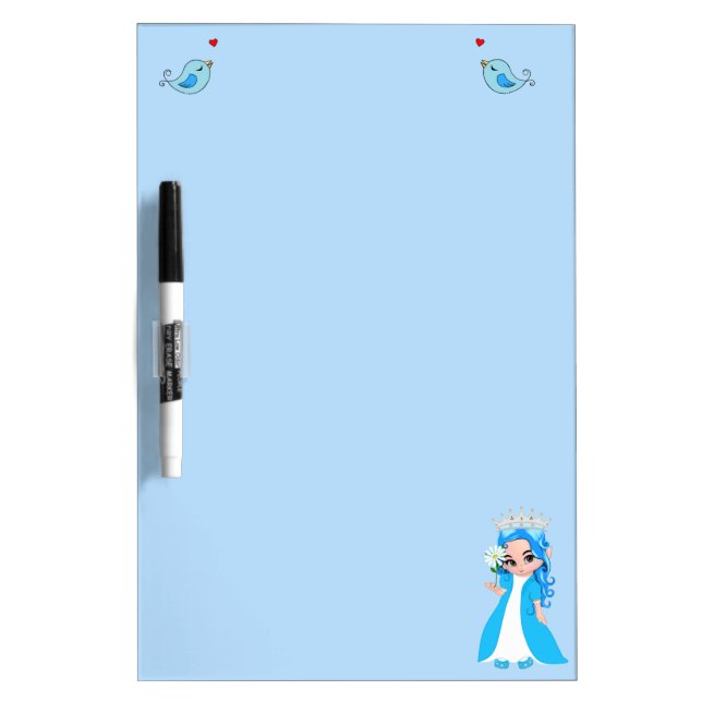 Cute little princess on light blue dry erase board (Front)