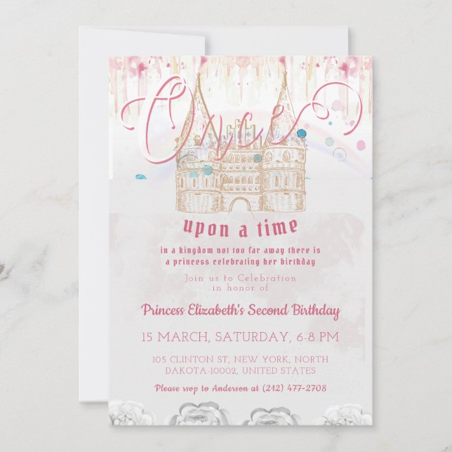 Cute Little Princess Once Upon A Time  Birthday Invitation (Front)