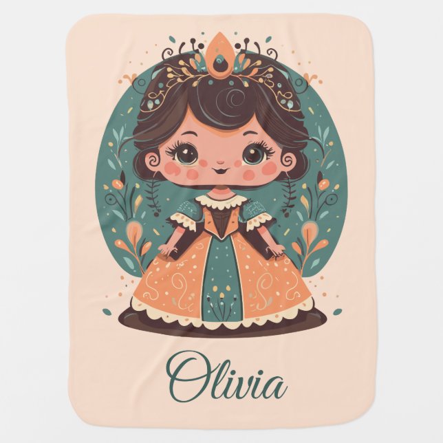 Cute Little Princess Personalized Baby Blanket (Front)
