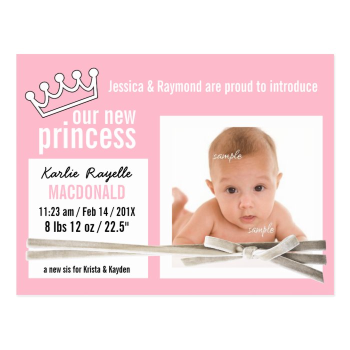 Cute Little  Princess Photo New Baby Girl Post Cards