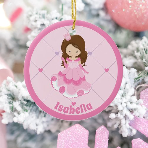 Cute Little Princess Pink Custom Ceramic Ornament