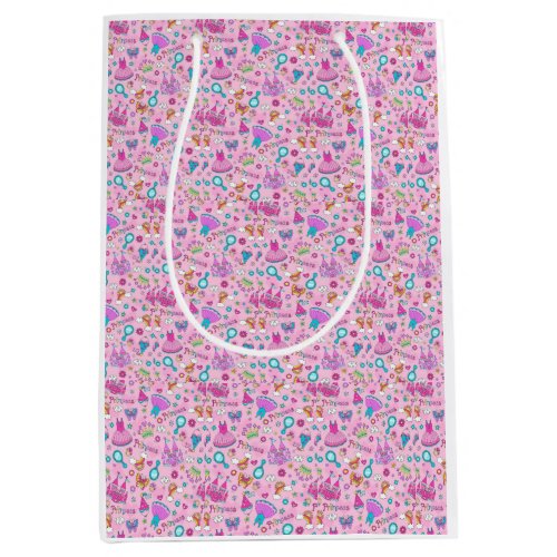 Cute Little Princess Pink Seamless Pattern Medium Gift Bag