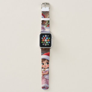 Cute little princess with Christmas hat Apple Watch Band