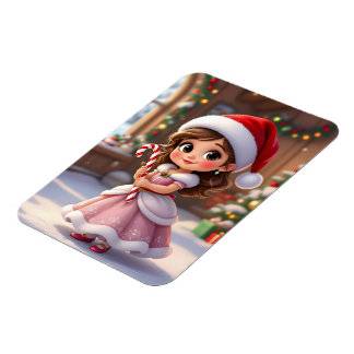 Cute little princess with Christmas hat Magnet