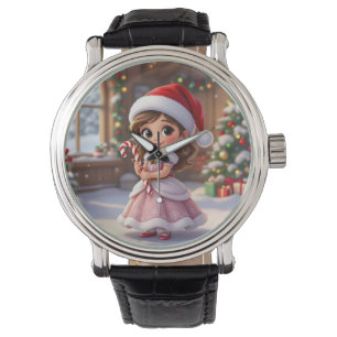 Cute little princess with Christmas hat Watch