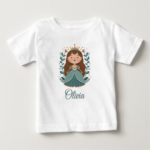 Cute Little Princess with Crown Personalized Baby T_Shirt