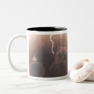 Cute little puffy guy and lightning Two-Tone coffee mug