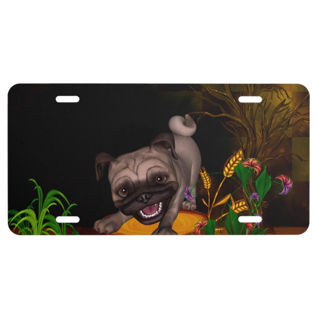 Cute little pug license plate (Front)
